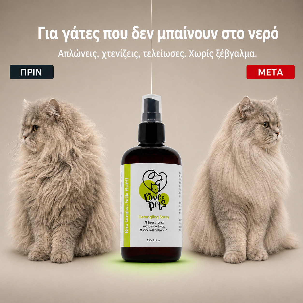 Λοσιόν Ξεμπερδέματος για Σκύλους & Γάτες, με πρωτεϊνικό σύμπλεγμα περιποίησης